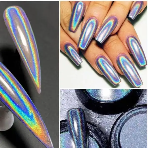 Chrome Nail Powder Magic Holographic Dust Delicate Nail Glitter Powder Widely Application Compact Easy To Apply Nail Art Beauty Tool - Image 2