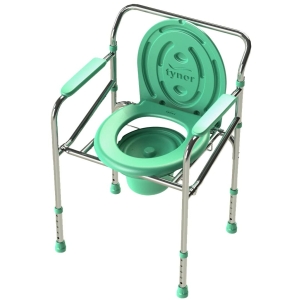 Tynor Commode Chair, for Elderly & Disabled Foldable Portable Toilet Chair with Adjustable Height Comfortable Padded Seat