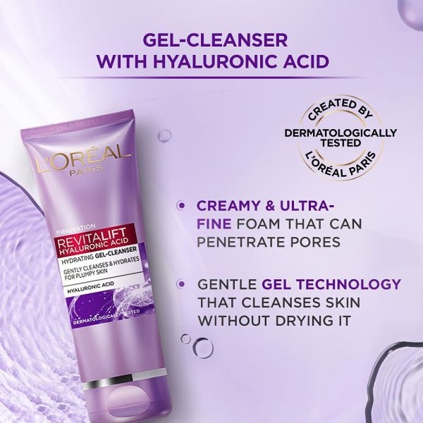 L'Oreal Paris Revitalift Hyaluronic Acid Hydrating Gel Cleanser - 100g - Image 3
