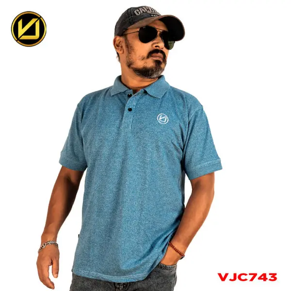 VIRJEANS (VJC743) Polo Neck T-Shirt For Men –Sky Blue - Image 4