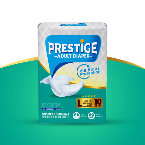Prestige Adult Diaper - Large (34-56 Inches Waist), Pack of 10Pieces - Image 2