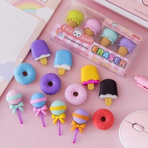 KOJA Korean Pencil Erasers Assorted Food Cake Dessert Puzzle Toys Erasers For Kids Different Style
