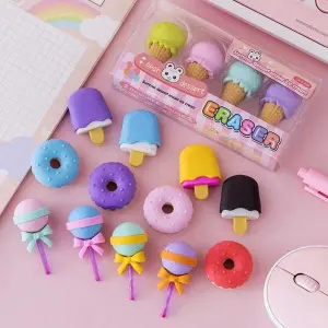 KOJA Korean Pencil Erasers Assorted Food Cake Dessert Puzzle Toys Erasers For Kids Different Style