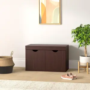 Solimo Shoe Rack Wooden Engineered 2 Door Shoe Rack with Seating Space Clean Design Elegant look for Indoor Storage in Wenge Matt finish