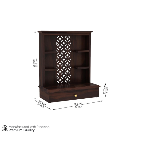 Satyam Temple l Home Wooden Mandir Pooja Stand for Home and Office Wall And Table Worship Idol And Frame Holder in Walnut Finish - Image 3