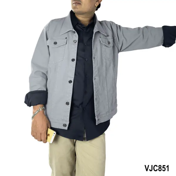VIRJEANS (VJC851) Stretchable Cotton Jacket For Men-Light Blue - Image 5