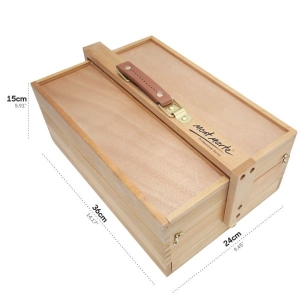Mont Marte Multi-Purpose Wooden Art Box. 3 Layers of Storage for Organizing Art Supplies. Features a Leather Carry Handle for Easy Transport