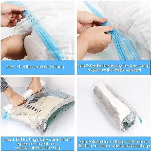2-Pack Compact Hand-Roll Space Saver Bags for Travel Compression Storage - Image 4