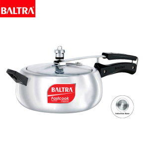BALTRA Pressure Cooker | Foodie Regular Pressure Cooker |5L | Induction based | Automatic safety valve | Better pressure regulation | Rust proof components, stay cool handles |New improved vent weight | 7 years warranty