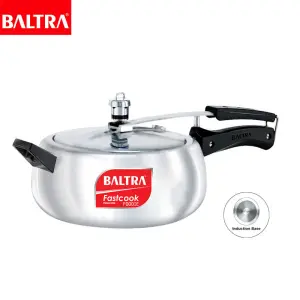 BALTRA Pressure Cooker | Foodie Regular Pressure Cooker |5L | Induction based | Automatic safety valve |  Better pressure regulation | Rust proof components, stay cool handles |New improved vent weight | 7 years warranty