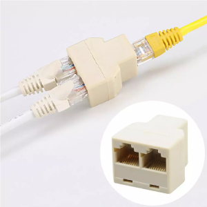 RJ45 CAT 5 CAT 6 LAN Network Ethernet Female to 2 x Female Plug Connector