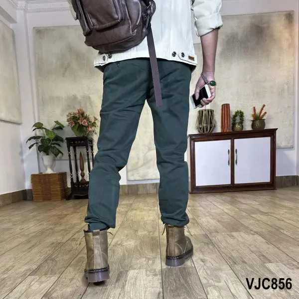 VIRJEANS (VJC856) Stretchable Cotton Straight Pant For Men- Olive Green - Image 4