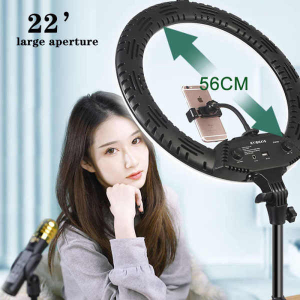 56CM Selfie LED Ring Light with 7 Feet Tripod Stand, Cell Phone Holder Dimmable 3 Light Modes Big Ringlight