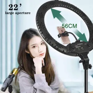56CM Selfie LED Ring Light with 7 Feet Tripod Stand, Cell Phone Holder Dimmable 3 Light Modes Big Ringlight