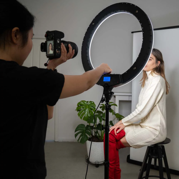 56CM Selfie LED Ring Light with 7 Feet Tripod Stand, Cell Phone Holder Dimmable 3 Light Modes Big Ringlight - Image 2