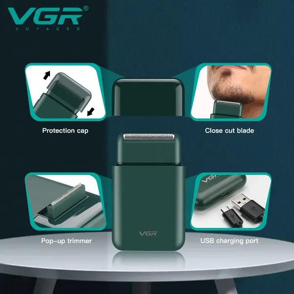 Portable Waterproof Reciprocating Beard Mini Electric Shaver (VGR V-390) - Image 3