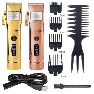 KEMEY KM-2850PG Hair Trimmer LCD Rechargeable Wireless Hair Clipper Fading Mixing Electric Haircut Machine Tapered Handle