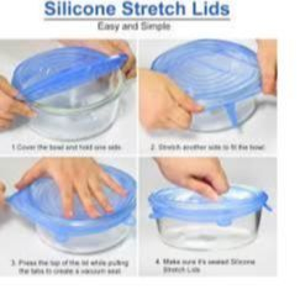 6Pcs/Set Perfect Seal Silicone Super Stretch Lids | Eco Friendly & Food Safe Material Silicone Mulitpurpose Lid - Image 5