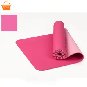 KOJA Yoga Mat Non Slip Thick with Strap, TPE Fitness Mat for Yoga Pilates Workout Large Yoga Mats Kids-Exercise Mat Double Sided