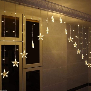 10ft Star Curtain LED String Lights with 8 Modes - Warm White Starlight Decorative Lighting