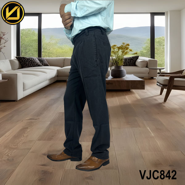 VIRJEANS (VJC842) Linen Formal Pant For Men-Black - Image 4