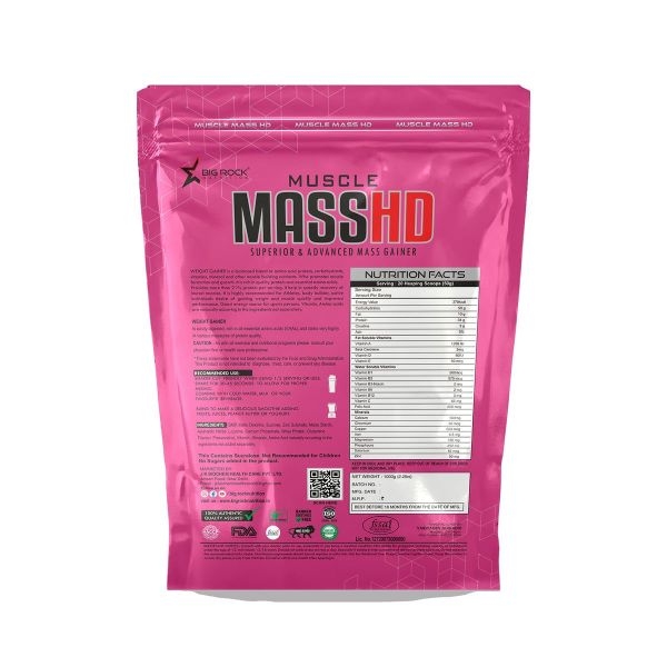 Bigrock Nutrition Muscle Mass HD Advanced Mass Gainer 1kg - Image 2