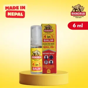 RhinoRub 4 in 1 Roll-On 6ml - Muscle Pain, Joint Stiffness, Headache, Cold and Congestion