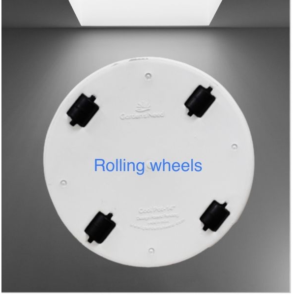 14 Inch White Cool Plastic Pot With Rolling Wheels For Indoor Outdoor Garden - Image 4