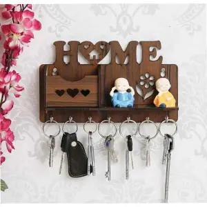 Ressence Home Shelf with Phone Holder Design Key Holder 7 Hooks Wall Home Office Decor