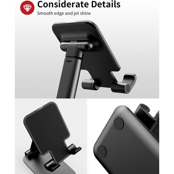 Adjustable Foldable Mobile Stand for Phones, Universal Compatibility, Anti-Slip, Portable Desk/Tabletop Holder with Charging Port - Image 3