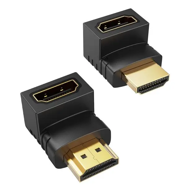 1 Piece Of HDMI Adapter Male to Female, 90 and 270 Degree Upward Angle Converter for Wall TV, Roku, PS5, Fire Stick, Chromecast, Laptop, Xbox, PC
