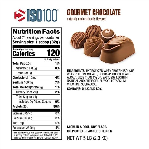 Dymatize Iso 100 Hydrolyzed 5 lbs (74 Serving)Whey Protein Powder with 100% Whey Protein Isolate - Image 2