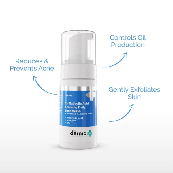 The Derma Co. 1% Salicylic Acid Foaming Daily Face Wash With Salicylic Acid, Zinc Pca & Pha - 100 Ml - Image 2