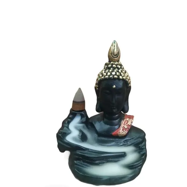 Parvatveda- Buddha with 30 Cones Brown Golden Backflow Smoke Fountain Idol Murti Polyresin Incense Cone Holder Decorative Showpiece for Temple, Living Room, Pooja Home, Home Decor - Image 4