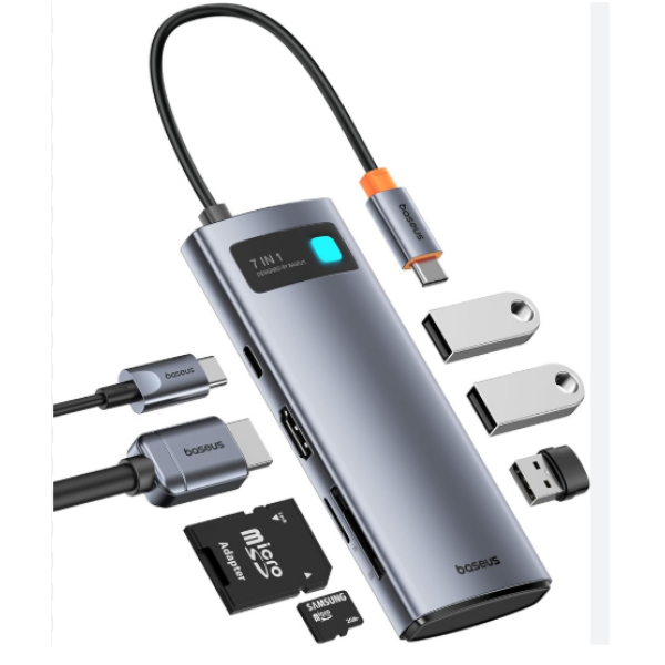 Baseus StarJoy 7 in 1 multifunction hub Adapter-Space Grey - Image 2