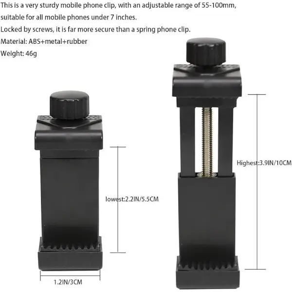 Smartphone Clamp Tripod Mount Adapter Bracket Phone Holder with 1/4 inch Screw - Image 3