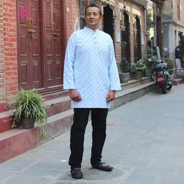Bisesh Creation White Cotton Printed Kurta For Men - Image 2