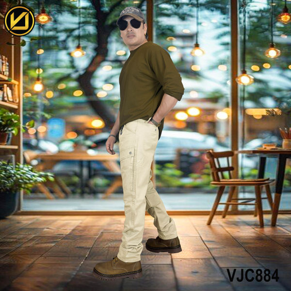 VIRJEANS (VJC884) Front Cargo Box Pant For Men- Cream - Image 2
