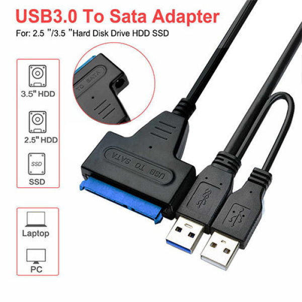 USB 3.0 to SATA HDD Cable Adapter with Power USB to SATA Converter - Image 5