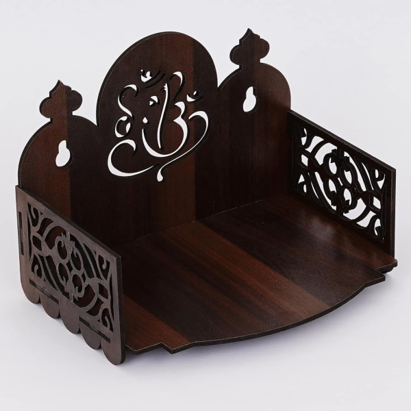 Idol Holder Small Wooden Table And Wall Hanging Puja Murti Stand for Worship Devghar for Home, Cafe, Office or Shop in Brown - Image 4