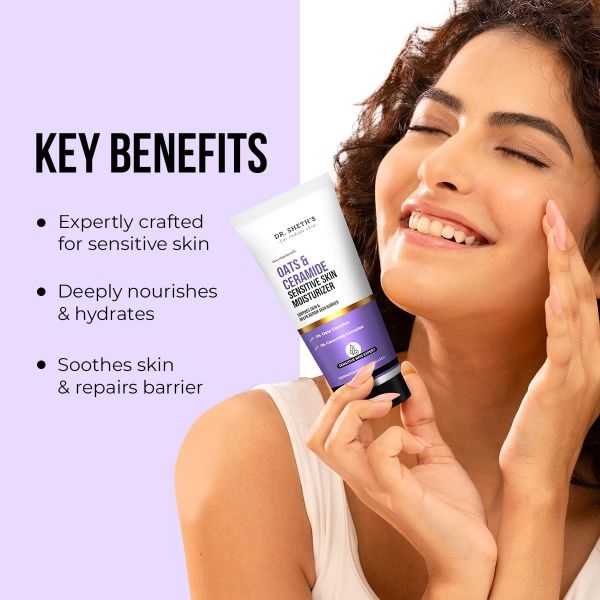 Dr. Sheth's Oats & Ceramide Sensitive Skin Moisturizer | Oil-Free | 1% Oats Complex & 1% Ceramide Complex | Soothes & Reduces Irritation | Strengthens Skin Barrier | Light Weight, Non-Sticky | Men & Women | 100 g - Image 5