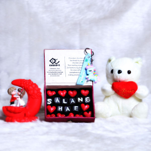 Medium Chocolate Box with Couple Gift and Teddy