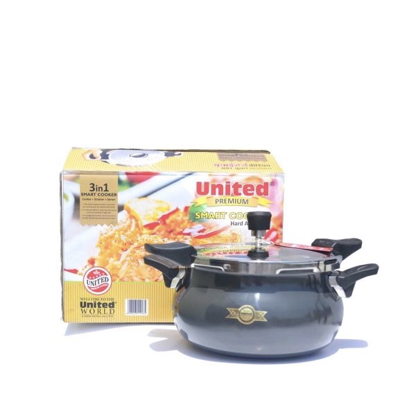 UNITED UCOOK 3 in 1 Smart 3 Litres Hard Anodised Induction Based With Outer Lid Cooker ( Cooker + Strainer + Server ) - Image 3
