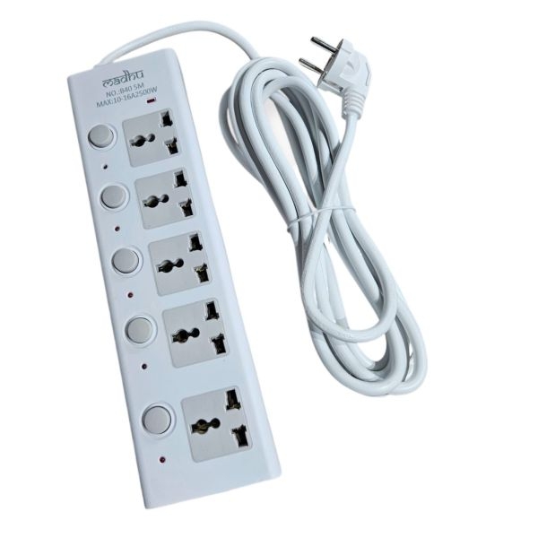 5M Wire Multiplug Extension Cords with Heavy Duty Power Universal Multi Plug - Image 2