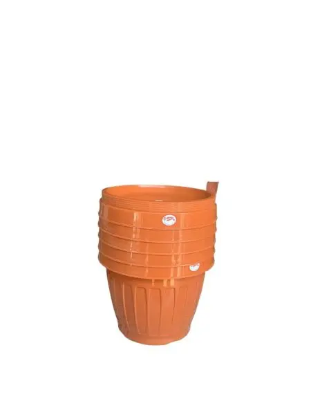 5Pcs 9.5 Inch Round Plastic Pot With Plate