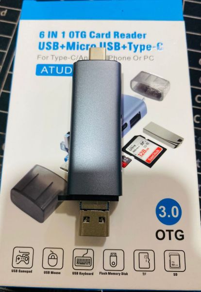 6 in 1 OTG Card Reader with USB Lightning and Type-C – Ideal for Camera Monitor Printer and More - Image 3