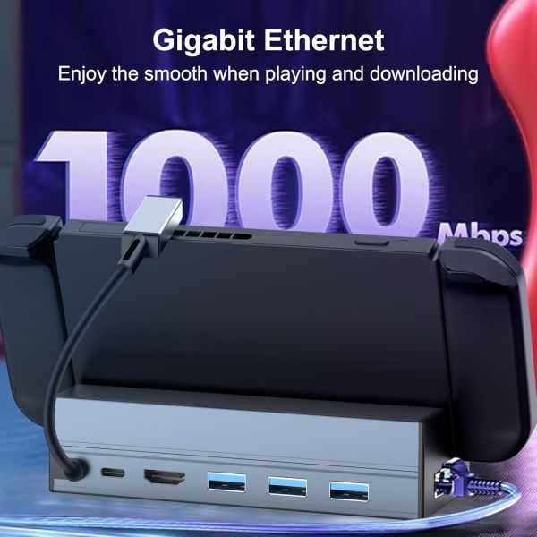 6-in-1 Steam Deck Docking Station with HDMI 4K@60Hz, Gigabit Ethernet, 3x USB 3.0 & 100W USB-C PD - Image 4