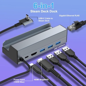 6-in-1 Steam Deck Docking Station with HDMI 4K@60Hz