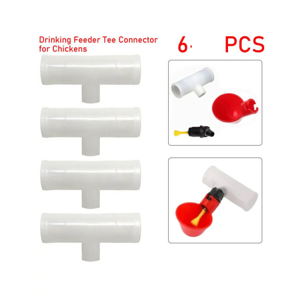 6 pcs Automatic Chicken Drinker Tee Connectors 20/25mm Plastic Bird Drinker PVC Tee Fittings for Chicken Water Drinker Cups - Image 4