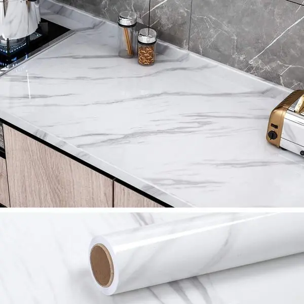 60CMWide Waterproof Marble Wallpaper Contact Paper Oil Proof Wall Stickers - Image 4
